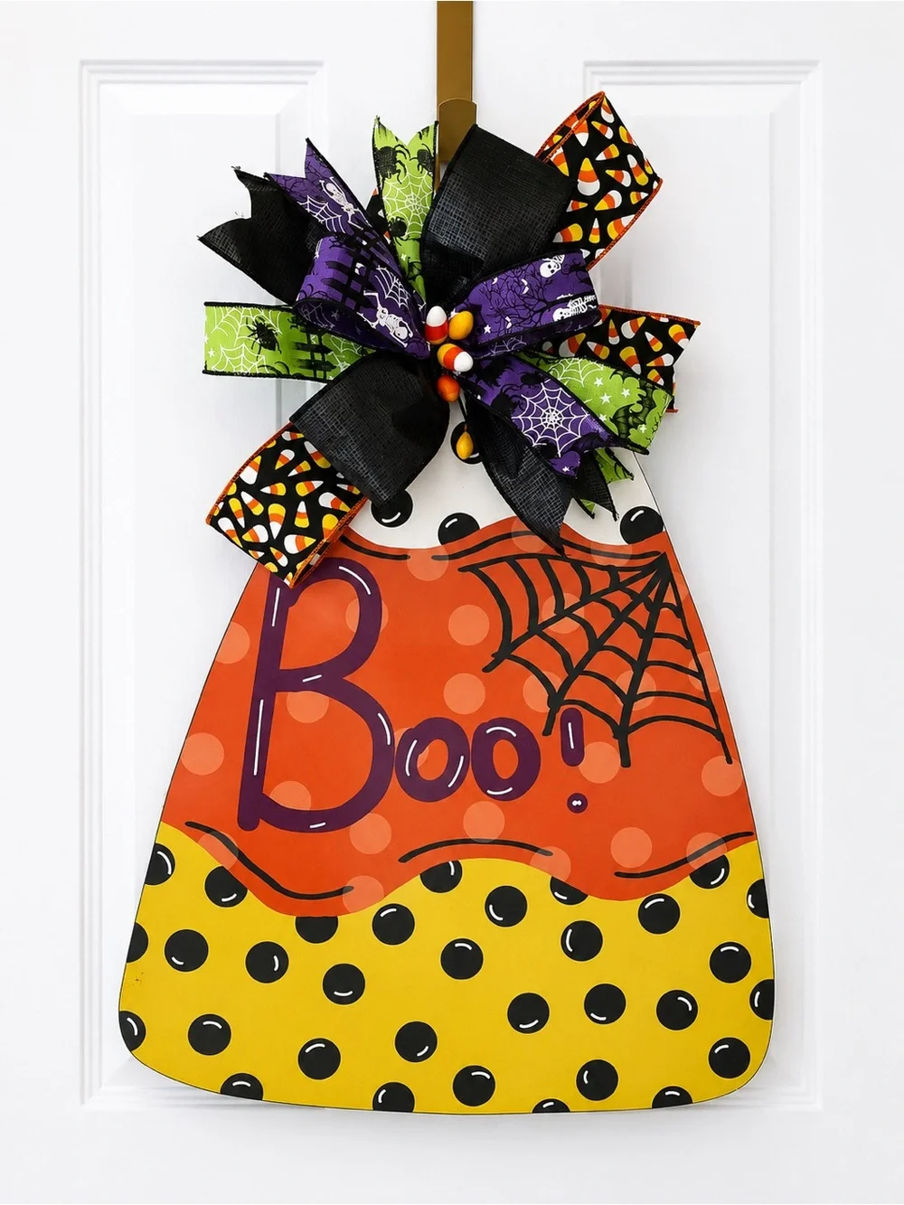 Halloween Candy Corn 'Boo' Halloween Wreath